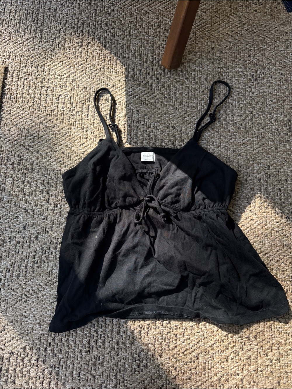 Aritzia Sunday Best Black Spaghetti Strap Tie-Front Cami